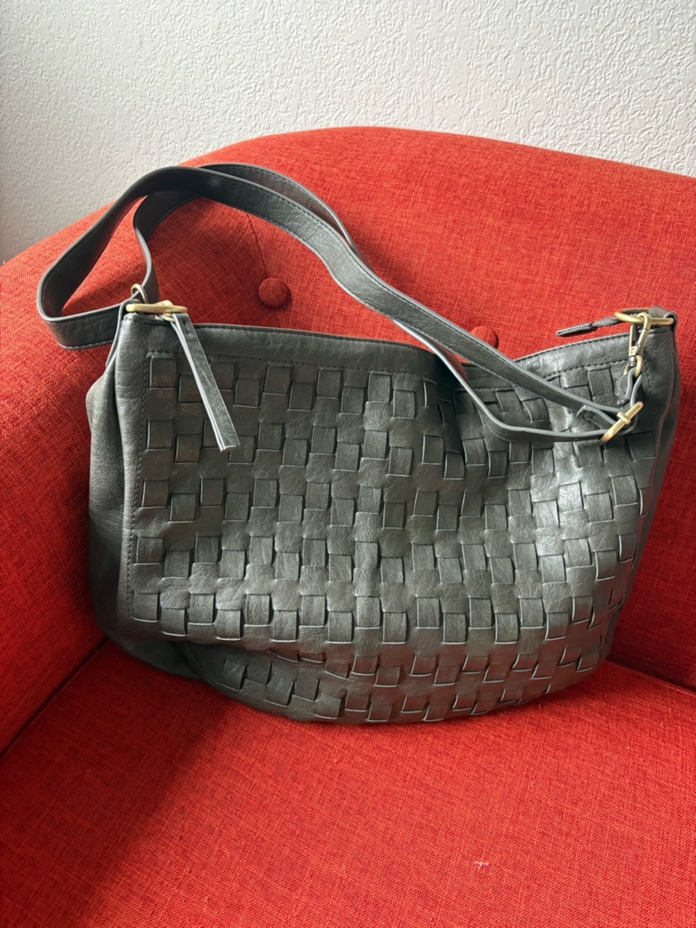 Joy Susan Kali woven slouchy hobo in charcoal